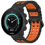 22mm Ocean Dual Pin Buckle Silicone Watch Band(Black Orange)
