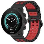 22mm Ocean Dual Pin Buckle Silicone Watch Band(Black Red)