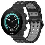 24mm Ocean Dual Pin Buckle Silicone Watch Band(Black Grey)
