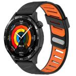 22mm Slanted Hole Two Color Silicone Watch Band(Black Orange)