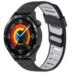 22mm Slanted Hole Two Color Silicone Watch Band(Black Grey)