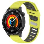 22mm Slanted Hole Two Color Silicone Watch Band(Lime Grey)