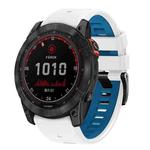 For Garmin 26mm Two Color Screw Buckle Quick Release Silicone Watch Band(White Blue)