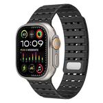 For Apple Watch 46mm / 49mm / 45mm / 44mm Two-Tone Breathable Magnetic Silicone Watch Band(Black)