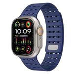 For Apple Watch 46mm / 49mm / 45mm / 44mm Two-Tone Breathable Magnetic Silicone Watch Band(Dark Blue)