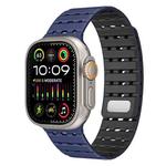 For Apple Watch 46mm / 49mm / 45mm / 44mm Two-Tone Breathable Magnetic Silicone Watch Band(Dark Blue Black)