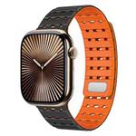 For Apple Watch 42mm / 41mm / 40mm / 38mm Two-Tone Breathable Magnetic Silicone Watch Band(Black Orange)