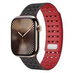 For Apple Watch 42mm / 41mm / 40mm / 38mm Two-Tone Breathable Magnetic Silicone Watch Band(Black Red)