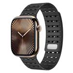 For Apple Watch 42mm / 41mm / 40mm / 38mm Two-Tone Breathable Magnetic Silicone Watch Band(Black)