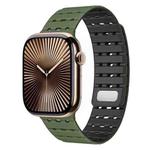 For Apple Watch 42mm / 41mm / 40mm / 38mm Two-Tone Breathable Magnetic Silicone Watch Band(Army Green Black)