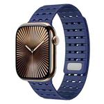 For Apple Watch 42mm / 41mm / 40mm / 38mm Two-Tone Breathable Magnetic Silicone Watch Band(Dark Blue)