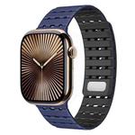For Apple Watch 42mm / 41mm / 40mm / 38mm Two-Tone Breathable Magnetic Silicone Watch Band(Dark Blue Black)