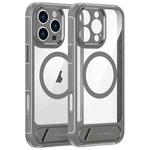 For iPhone 16 Pro Max FULEXIN L1 Series Transparent MagSafe Holder Phone Case(Grey)