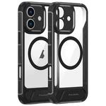 For iPhone 16 FULEXIN L1 Series Transparent MagSafe Holder Phone Case(Black)