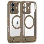 For iPhone 16 FULEXIN L1 Series Transparent MagSafe Holder Phone Case(Desert Gold)