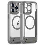 For iPhone 15 Pro Max FULEXIN L1 Series Transparent MagSafe Holder Phone Case(Grey)