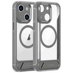 For iPhone 15 FULEXIN L1 Series Transparent MagSafe Holder Phone Case(Grey)
