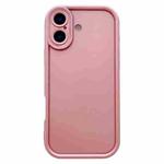 For iPhone 16 Plus Solid Color Metallic Paint Precise Hole TPU Phone Case(Pink)
