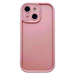 For iPhone 13 Solid Color Metallic Paint Precise Hole TPU Phone Case(Pink)