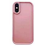 For iPhone X / XS Solid Color Metallic Paint Precise Hole TPU Phone Case(Pink)