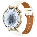 20mm Square Leather Rose Gold Buckle Watch Band(White)