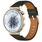 20mm Square Leather Rose Gold Buckle Watch Band(Black)