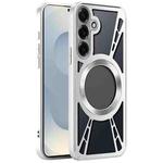 For Samsung Galaxy S25 5G Silicone Cooling Hollow Metal MagSafe Phone Case(Silver)