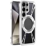 For Samsung Galaxy S24 Ultra 5G Silicone Cooling Hollow Metal MagSafe Phone Case(Silver)