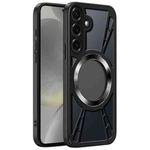 For Samsung Galaxy S24 5G Silicone Cooling Hollow Metal MagSafe Phone Case(Black)