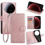 For Xiaomi 15 Ultra Tree & Deer Embossed Leather Phone Case(Rose Gold)