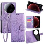For Xiaomi 15 Ultra Tree & Deer Embossed Leather Phone Case(Purple)