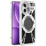 For Redmi K80 Silicone Cooling Hollow Metal MagSafe Phone Case(Silver)