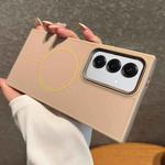 For Samsung Galaxy S25+ 5G Metal Diamond Texture Lens Frame MagSafe Phone Case(Khaki)