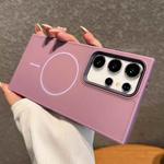 For Samsung Galaxy S25 Ultra 5G Metal Diamond Texture Lens Frame MagSafe Phone Case(Purple)