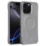 For iPhone 16 Pro Max Breaker Velvet MagSafe Magnetic TPU Phone Case(Grey)