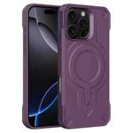 For iPhone 16 Pro Breaker Velvet MagSafe Magnetic TPU Phone Case(Dark Night Purple)