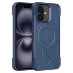 For iPhone 16 Breaker Velvet MagSafe Magnetic TPU Phone Case(Sapphire Blue)