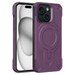 For iPhone 15 Plus Breaker Velvet MagSafe Magnetic TPU Phone Case(Dark Night Purple)