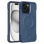 For iPhone 15 Plus Breaker Velvet MagSafe Magnetic TPU Phone Case(Sapphire Blue)