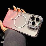 For iPhone 14 Pro Metal Lens Folding Holder Gradient MagSafe Shockproof Phone Case(Pink)