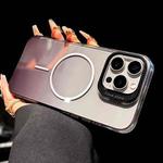 For iPhone 15 Pro Max Metal Lens Folding Holder Gradient MagSafe Shockproof Phone Case(Black)
