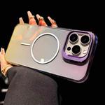 For iPhone 16 Pro Metal Lens Folding Holder Gradient MagSafe Shockproof Phone Case(Purple)
