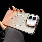 For iPhone 16 Metal Lens Folding Holder Gradient MagSafe Shockproof Phone Case(Gold)