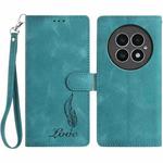 For OnePlus 13 Skin Feel Embossed Feather Leather Phone Case(Green)