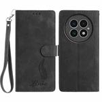 For OnePlus 13 Skin Feel Embossed Feather Leather Phone Case(Black)