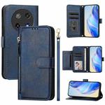 For Coolpad C16 Multi-Card Slots Zipper Wallet Leather Phone Case(Blue)