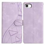 For iPhone 16e Triangles Embossed Leather Phone Case(Purple)