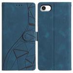 For iPhone 16e Triangles Embossed Leather Phone Case(Blue)