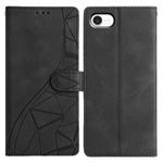 For iPhone 16e Triangles Embossed Leather Phone Case(Black)