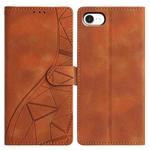 For iPhone 16e Triangles Embossed Leather Phone Case(Brown)